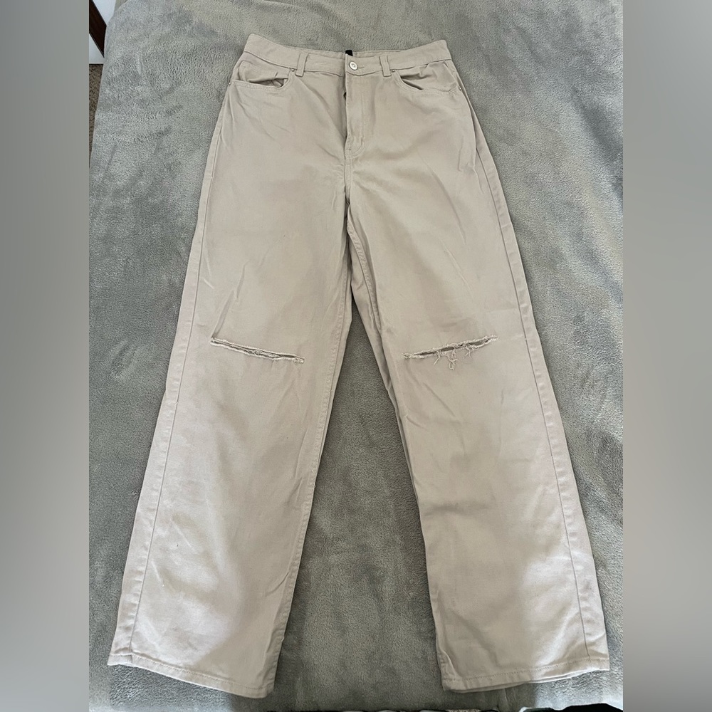 Ivory high waisted wide bottom pants